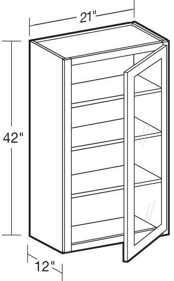 W2142PFGR - Fulton Mocha - Wall 21"x42" - Single Door Prepped For Glass - Hinges On Right