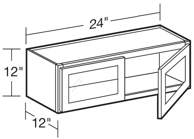 W2412PFG - Fulton Mocha - Wall 24"x12" - Double Door Prepped For Glass