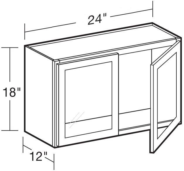 W2418PFG - Fulton Mocha - Wall 24"x18" - Double Door Prepped For Glass