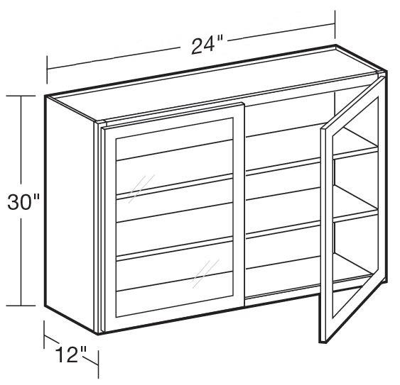 W2430PFG - Fulton Mocha - Wall 24"x30" - Double Door Prepped For Glass