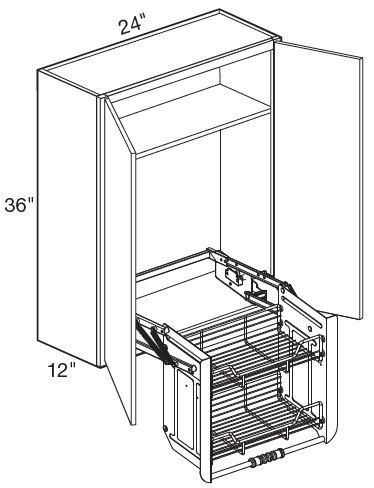 W2436-PDSCR - Nassau Mythic Blue - Wall 24" x 36" Pull-Down Shelves Chrome - Double Door