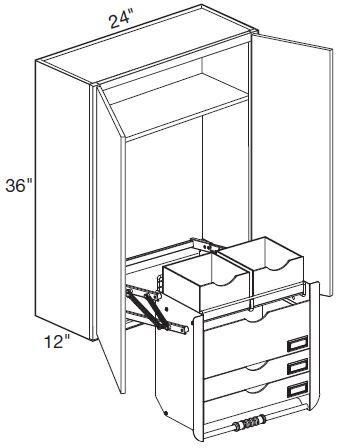 W2436-PDSFR - Fulton Mocha - Wall 24" x 36" Pull-Down Shelves Frosted - Double Door