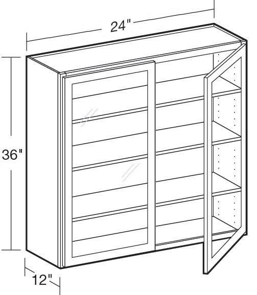 W2436PFG - Fulton Mocha - Wall 24"x36" - Double Door Prepped For Glass