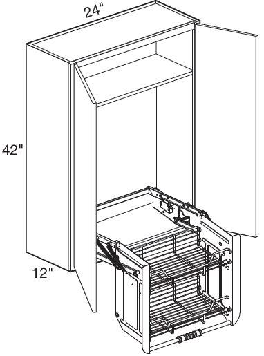 W2442-PDSCR - Fulton Mocha - Wall 24" x 42" Pull-Down Shelves Chrome - Double Door