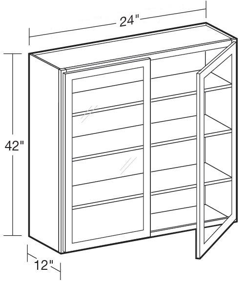 W2442PFG - Fulton Mocha - Wall 24"x42" - Double Door Prepped For Glass