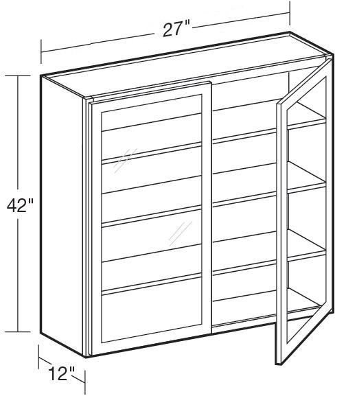 W2742PFG - Fulton Mocha - Wall 27"x42" - Double Door Prepped For Glass