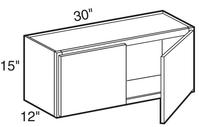 W3015 - Manhattan High Gloss White - Wall 30" x 15" - Double Doors