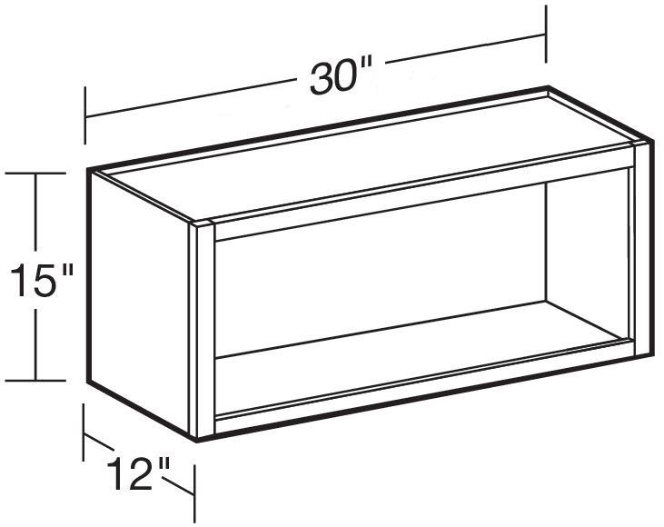 W3015ND - Manhattan High Gloss White - Wall 30"x15"-No Door - Interior Finished To Match Frame