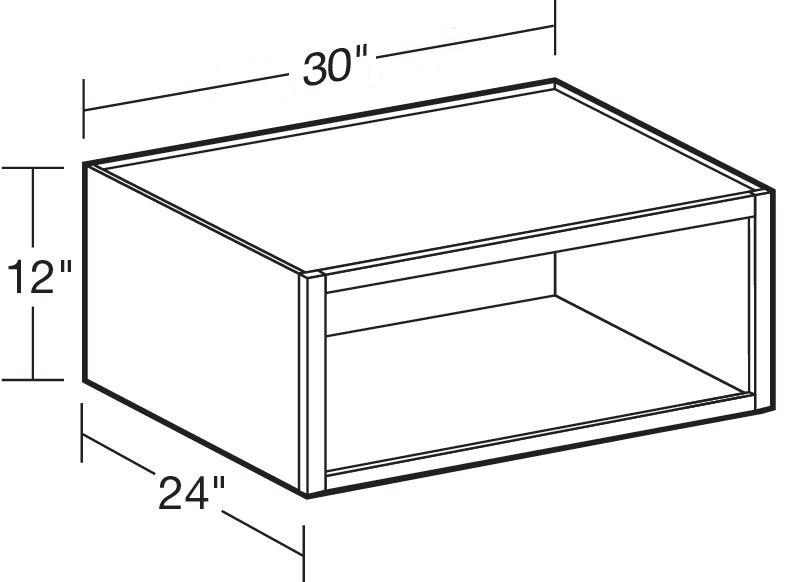 W302412ND - Fulton Mocha - 30wx24dx12h Wall-No Door - Interior Finished To Match Frame