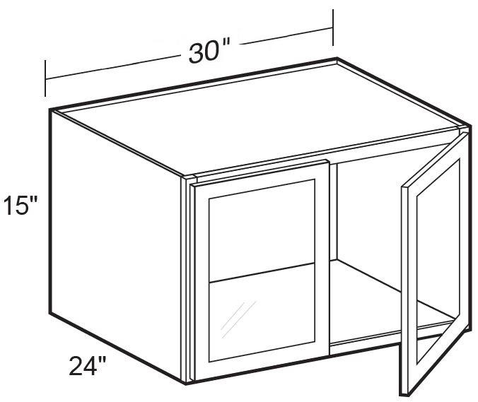 W302415PFG - Fulton Mocha - Wall 30wx24dx15h - Double Door Prepped For Glass