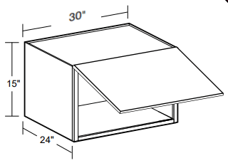 W302415UL - Manhattan High Gloss White - Wall 30" x 24" x 15" Uplift - Single Uplift Door