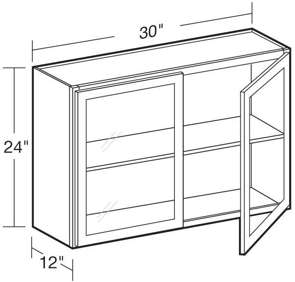 W3024PFG - Fulton Mocha - Wall 30"x24" - Double Door Prepped For Glass