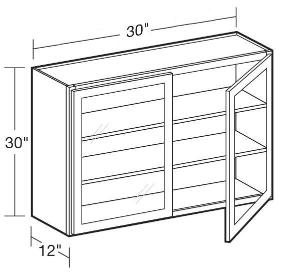 W3030PFG - Fulton Mocha - Wall 30"x30" - Double Door Prepped For Glass