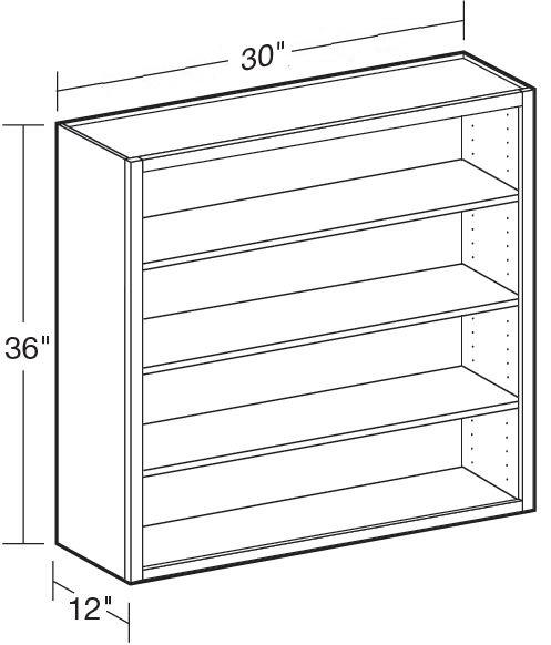 W3036ND - Manhattan High Gloss White - Wall 30"x36"-No Door - Interior Finished To Match Frame