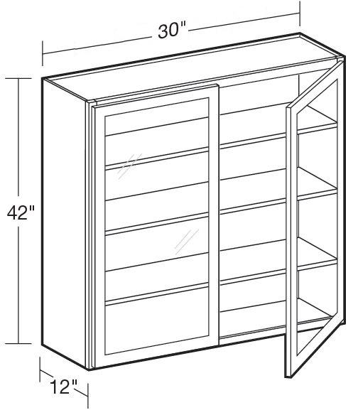 W3042PFG - Fulton Mocha - Wall 30"x42" - Double Door Prepped For Glass