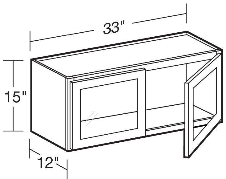 W3315PFG - Fulton Mocha - Wall 33"x15" - Double Door Prepped For Glass