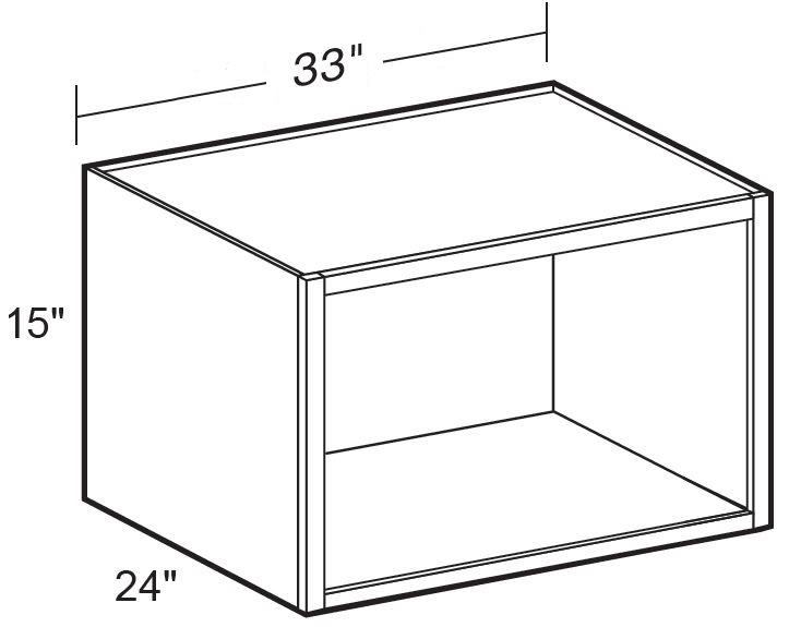 W332415ND - Manhattan High Gloss White - 33wx24dx15h Wall-No Door - Interior Finished To Match Frame