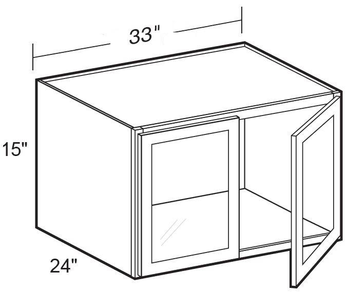 W332415PFG - Fulton Mocha - Wall 33wx24dx15h - Double Door Prepped For Glass