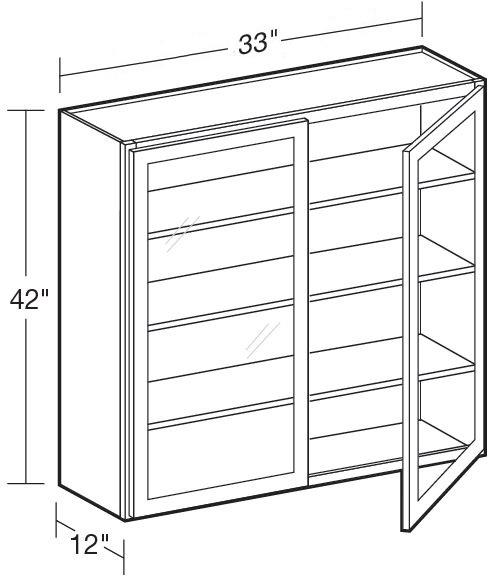 W3342PFG - Fulton Mocha - Wall 33"x42" - Double Door Prepped For Glass