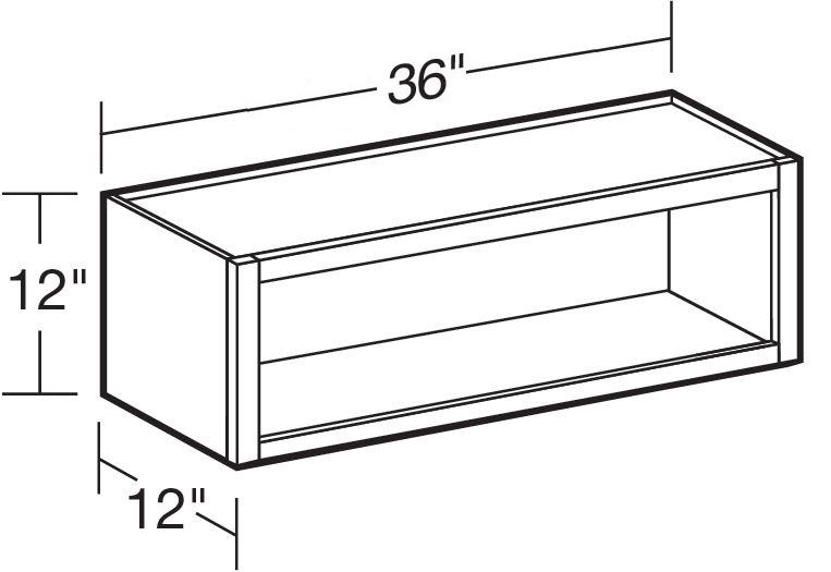 W3612ND - Fulton Mocha - Wall 36"x12"-No Door - Interior Finished To Match Frame