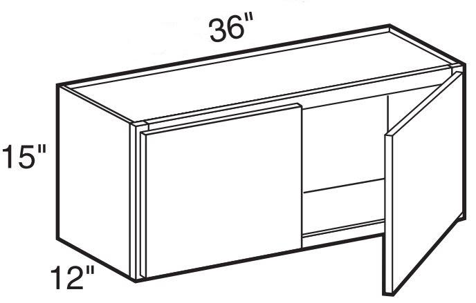 W3615 - Manhattan High Gloss White - Wall 36" x 15" - Double Doors