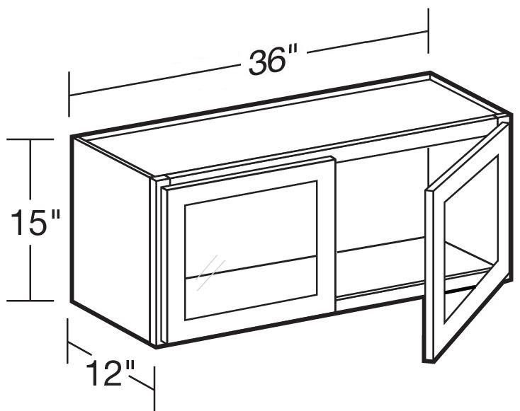 W3615PFG - Fulton Mocha - Wall 36"x15" - Double Door Prepped For Glass