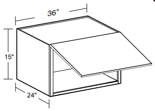W362415UL - Manhattan High Gloss White - Wall 36" x 24" x 15" Uplift - Single Uplift Door