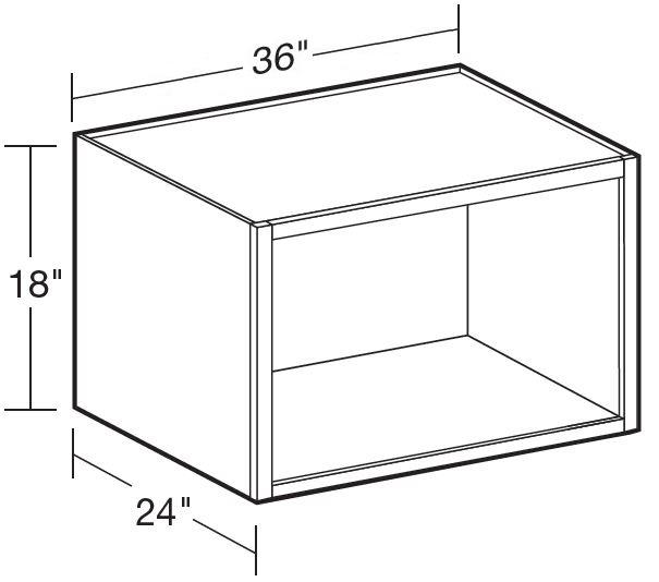 W362418ND - Manhattan High Gloss White - 36wx24dx18h Wall-No Door - Interior Finished To Match Frame