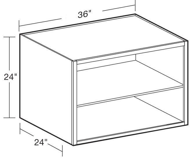 W362424ND - Manhattan High Gloss Metallic - 36wx24dx24h Wall-No Door - Interior Finished To Match Frame