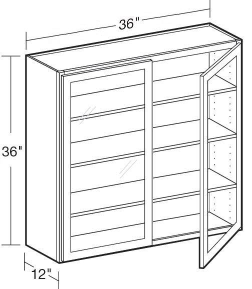 W3636PFG - Fulton Mocha - Wall 36"x36" - Double Door Prepped For Glass