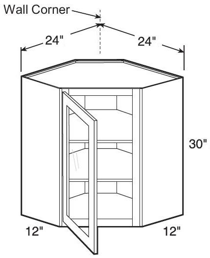 WA2430PFGL - Fulton Mocha - Wall Angle 24"x30" - Single Door Prepped For Glass - Hinges On Left