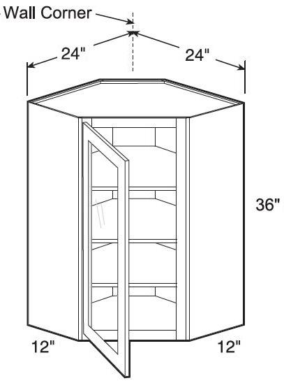 WA2436PFGL - Fulton Mocha - Wall Angle 24"x36" - Single Door Prepped For Glass - Hinges On Left