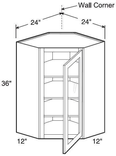 WA2436PFGR - Fulton Mocha - Wall Angle 24"x36" - Single Door Prepped For Glass - Hinges On Right