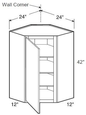 WA2442L - Hawthorne Cinnamon - Wall Angle 24" x 42" - Single Door - Hinges On Left