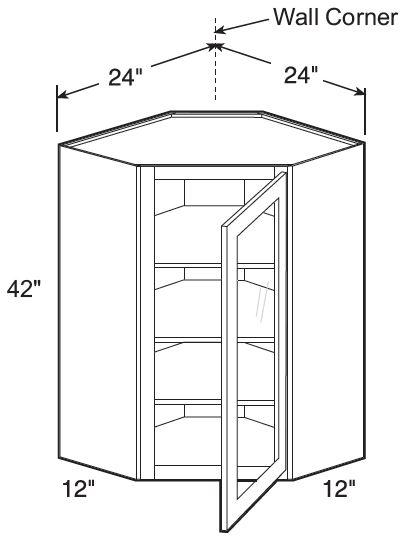 WA2442PFGL - Fulton Mocha - Wall Angle 24"x42" - Single Door Prepped For Glass - Hinges On Left