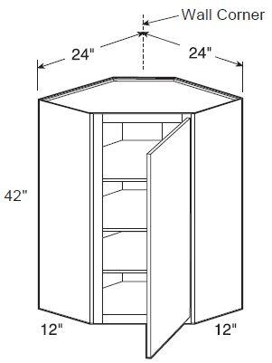 WA2442R - Manhattan High Gloss Metallic - Wall Angle 24" x 42" - Single Door - Hinges On Right