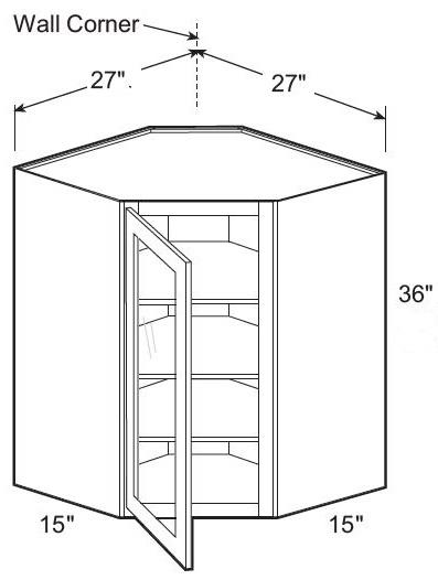 WA271536PFGL - Fulton Mocha - Wall Angle 27"x36"x15"D - Single Door Prepped For Glass - Hinges On Left