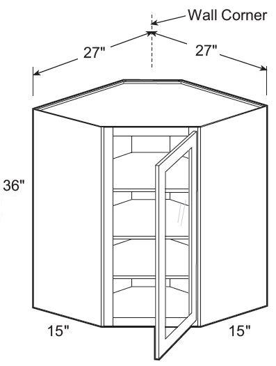 WA271536PFGR - Fulton Mocha - Wall Angle 27"x36" x15"D - Single Door Prepped For Glass - Hinges On Right