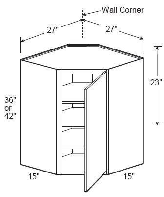 WA271542L - Hawthorne Cinnamon - Wall Angle 27" x 42" x 15"D - Single Door - Hinges On Left