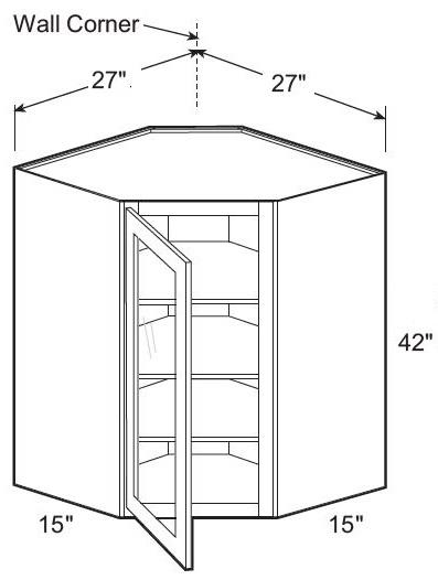 WA271542PFGL - Fulton Mocha - Wall Angle 27"x42"x15"D - Single Door Prepped For Glass - Hinges On Left