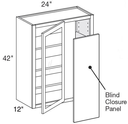 WA271542PFGR - Fulton Mocha - Wall Angle 27"x42"x15"D - Single Door Prepped For Glass - Hinges On Right