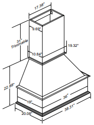 WRHC36S - Glasgow Pebble Gray - 36" Wall Range Hood/Chimney - Straight