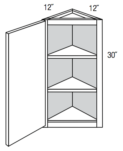 AW30 - Dover Lunar - 30" High Angled Wall Cabinet - Single Door