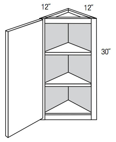 AW30 - Essex White - 30" High Angled Wall Cabinet - Single Door