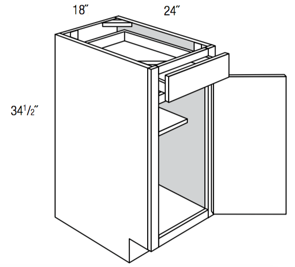 B18 - Norwich Recessed - Base Cabinet - Single Door/Drawer