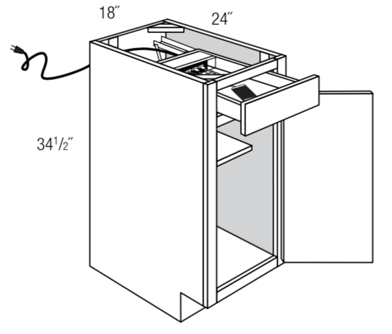 B18CHGDR18 - Norwich Recessed - 18" Base w/Charging Drawer