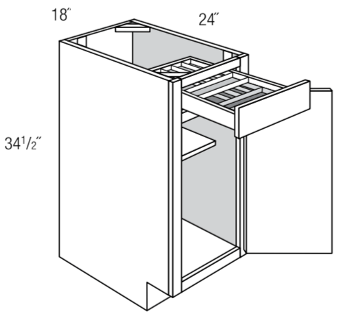 B18TTCD18 - Norwich Recessed - 18" Base w/2 tier cutlery drawer