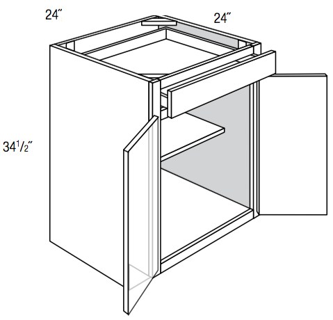 B24B - Essex White - Base Cabinet - Butt Doors/Single Drawer