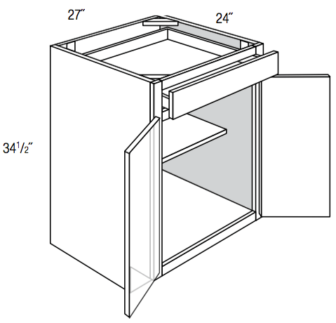 B27B - Essex White - Base Cabinet - Butt Doors/Single Drawer