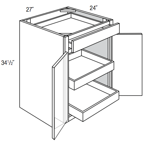 B27BSCRT   - Amesbury Mist - Base w/2 soft-close roll-outs - Butt Doors